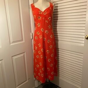 Vintage 1990’s “Apart Impressions” Red Floral Midi Dress- Size 12